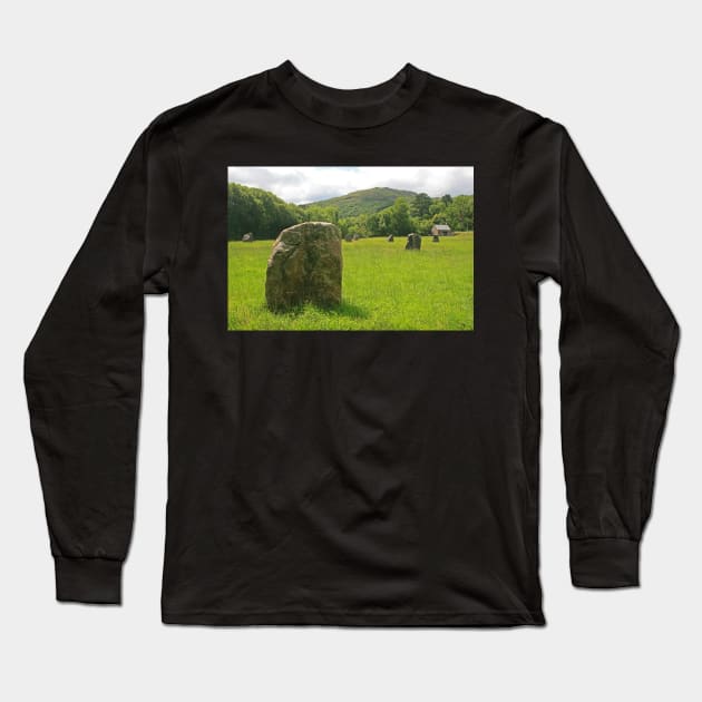 Brecon Standing Stones Long Sleeve T-Shirt by RedHillDigital